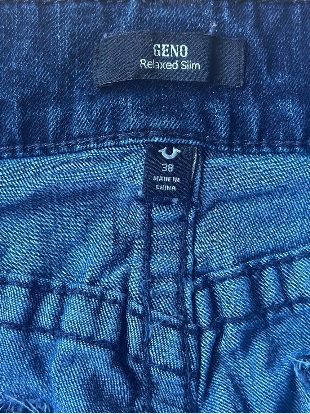 True Religion Indigo Blue Geno Slim Fit Straight Jeans Sz 38